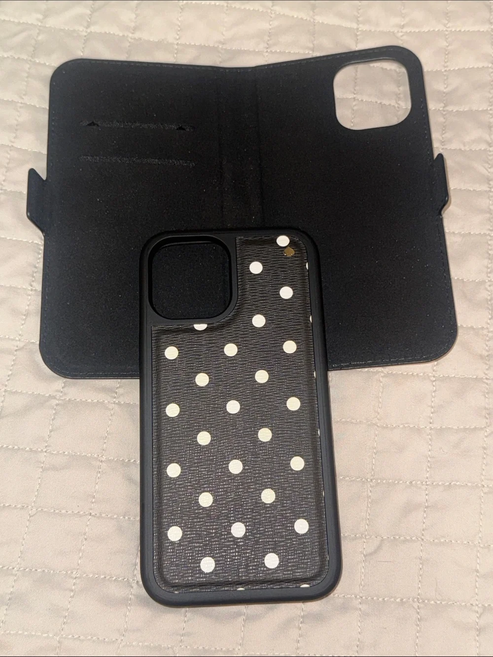 kate spade White Black Polka Dot Minnie Mouse Folio Phone Case with Red Accents